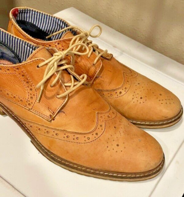 Ben Sherman Brogue Lace Up Shoes Tan Leather Size US 10 Gents Club