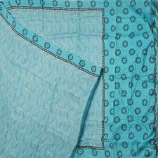 Vintage Blue Sarees 100 Pure Silk Printed Indian Sari 5YD Soft Craft Fabric