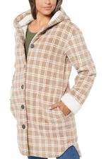 Centigrade Bonded Sherpa Lined Plaid Jacket Taupe Plaid