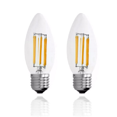 2PCS E27 Screw In LED kerzenbirnen Filament Leuchtmittel Warmweiß Kerze Lamp 6W