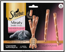 SHEBA Meaty Tender Sticks Soft Cat Treats Salmon Flavor 0.14-Oz 5 Sticks Pa...