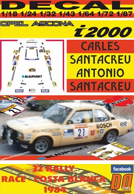 OPEL ASCONA i2000 C.SANTACREU R. RACE-COSTA BLANCA 1984 7th (01) DECAL