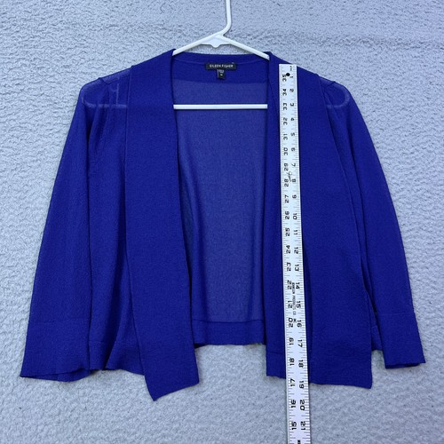 Eileen Fisher Cardigan Women's M Blue Sheer Drape Open Front Wrap Italian Yarn - Picture 4 of 8