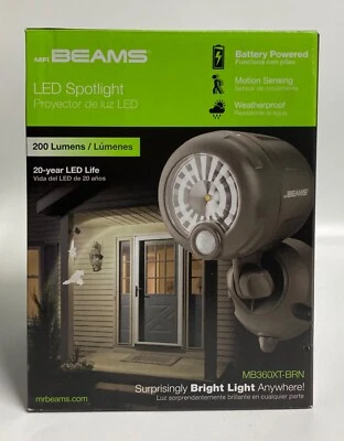 MR. BEAMS MB360XT-BRN MR BEAMS LED SPOTLIGHT BATTERY, MOTION SENSING, WEATHERPROOF, 200 LM