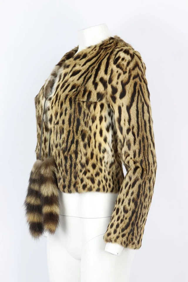CHAQUETA DE PIEL CON ESTAMPADO DE LEOPARDO DOLCE AND GABBANA IT 40 UK 8 Foto 3 de 4