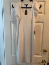 Express Women's White Midi Dress Stretchy New With Tags Size XS