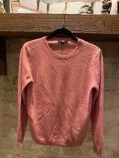 Uniqlo Women's 100 Cashmere Soft Knit Sweater Pink Academia Crew Neck Large