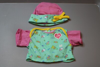 Cabbage Patch Kids Modern PA Babies Pink/Green Diaper Shirt/Hat Outfit ~ 14 inch