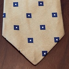 Vintage Brooks Brothers Makers Gold Blue 100 Silk Woven In England Made In USA