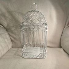 White Metal Bird Cage Wedding Shower Card Holder