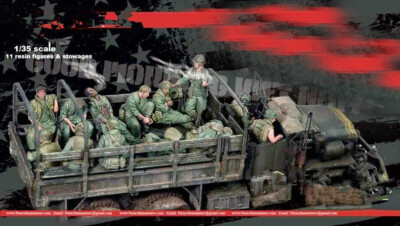 1/35 2pcs Resin Model Kit US Army Soldiers Tank Crew Korean War Unpain