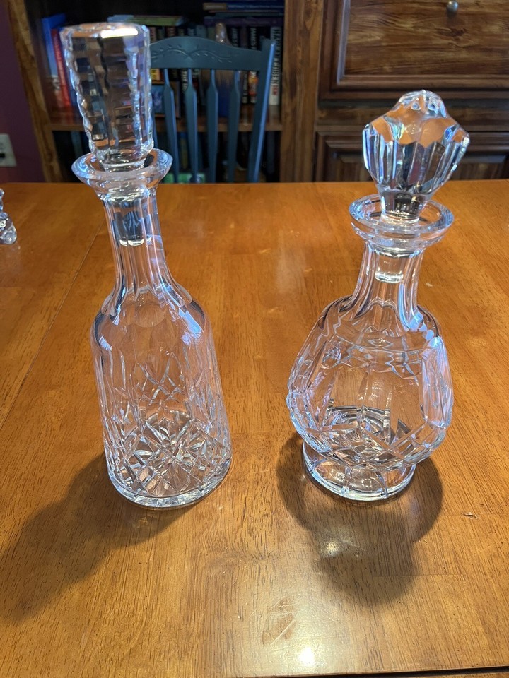 Waterford Crystal Set Lismore Decanters, Glasses, Candy Dish