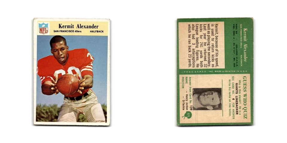 1966 Philadelphia Kermit Alexander 49ers #171 - Image 3 of 3