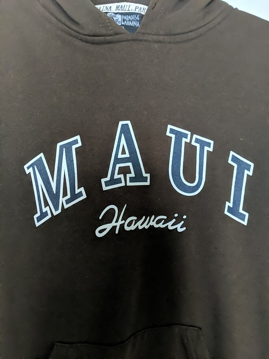 MAUI XL Hoodie Sweatshirt Brown Paradise Lahaina Kangaroo Pocket
