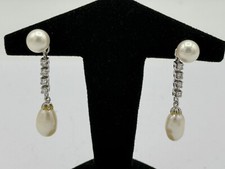 D203 Paar Perle Diamant Ohrringe Weiß-Gold 585 punziert ca. 0,28 ct #2