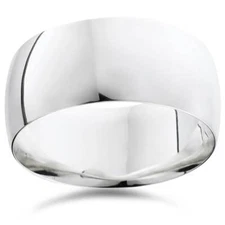 10mm Dome High Polished Wedding Band 14K White Gold