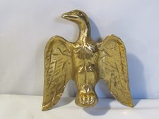 Vintage Eagle Wings Down Hood Ornament Gold Brass 4" Tall X97S