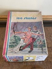 Vintage White Leather Ice Skates Size 7 Imperial In Box Unused