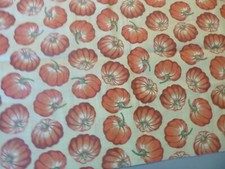 Fall Pumpkins on tan Cotton Fabric 44" Wide x 13 " long