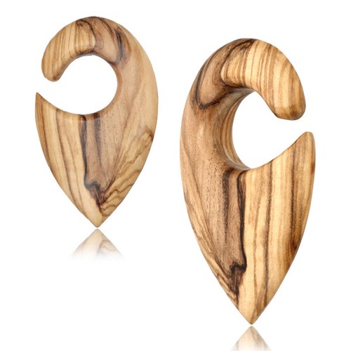 PAIR 9/16" INCH OLIVE WOOD EAR WEIGHTS SPIRALS GAUGES HOOPS PLUGS
