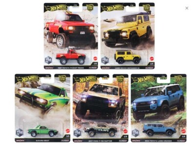 Macchinine Hot Wheels Hot Wheels Car Culture 'Terra Trek' 2024 - Set Di 5 Auto 1/64 Die-Cast, Modello FPY86-961C Toyota Datsun Jeep Mitsubishi Hummer - Foto 5