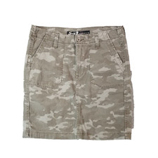 Seven7 Fashion Skirt womens 6 brown camo camouflage pockets cotton denim