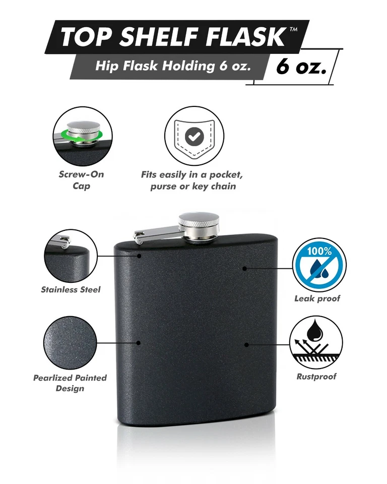 Frasco de cadera pintado perlado grabado de 6 oz, colores surtidos Foto 2 de 4