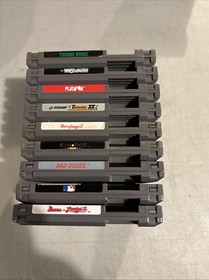 NES 9 Game Lot - Wrestlemania Platoon MLB Tecmo Football Bad Dudes Pin Bot More