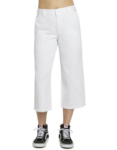 Fray Hem Cropped Work Pants, Size 