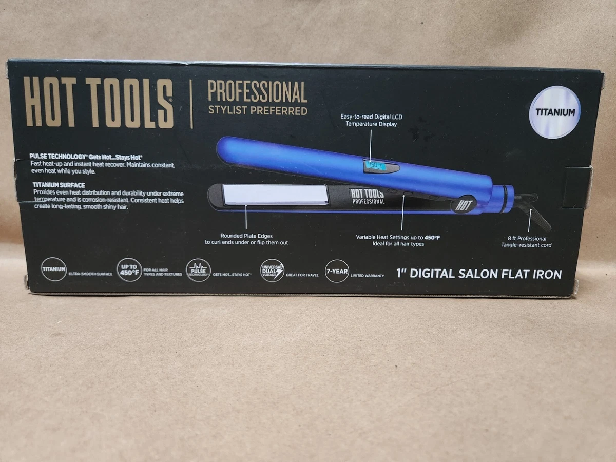 Hot Tools Blue Digital Salon Flat Iron. New! Hot Tools: Professional Radiant Blue Titanium 1 1/2? Digital  main image 3