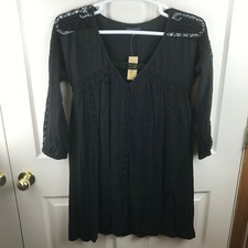 New NWT Women's American Eagle Black Babydoll Crochet Dress Size Medium Lined