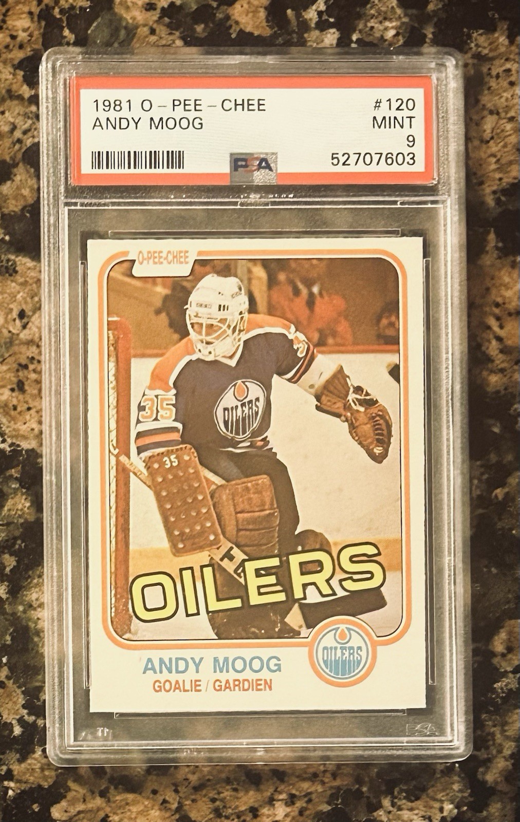 1981-82 O PEE CHEE ANDY MOOG #120 RC PSA 9 MINT