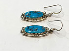 925 Sterling Navajo Fannie Platero Turquoise Earrings 1.5” — photo 3