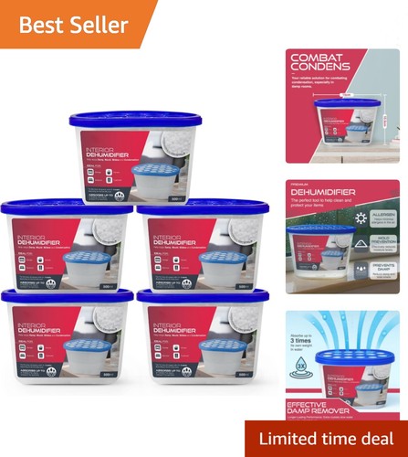 Disposable Dehumidifier Tubs 5 Pack, 500ml Moisture Absorber