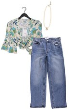 Damenmode Outfit Größe L mit Classic Bluse in Gr. L/XL und Halskette