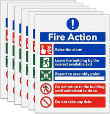 6 Pcs the Alarm Fire Action Notice Signs,Self Adhesive Fire Action Notice Safety