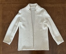Vintage Lee Herman Cardigan Sweater White With Crystals