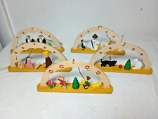 Lot German Christmas Ornament Wood  Arch set Richard Glaesser cat angel nativity