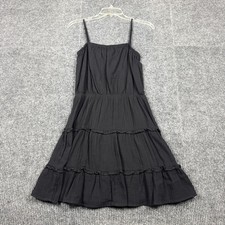 Express Black Cotton Gauze Tiered Mini Dress Adjustable Straps Small 90285
