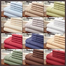 Size: Queen,Color: Burgundy - 6-Piece Luxury Soft Bamboo Bed Sheet Set in 12 Col