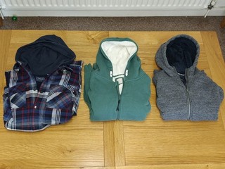 3 x BOYS HOODIES ZIP UPS EXCELLENT USED CONDITION AGE 13 OR 14 JOHN LEWIS/ NEXT