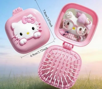 Sanrio Hello Kitty Haarbürste Reise Kamm klein mit Spiegel Neu OVP Klappbare