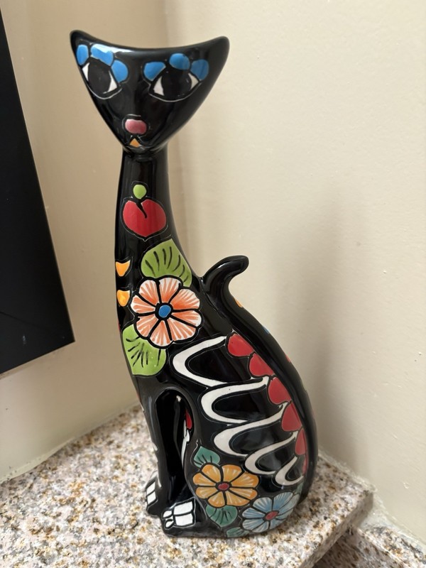 Vtg Rare Mcm Retro Cat Talavera Figurine 13”