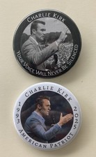 Charlie Kirk - Your Voice Will Never Be Silenced and American Patriot Buttons