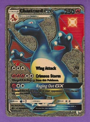 2019 Pokemon Charizard GX - 250HP Gold Foil - Wing Attack 70 - Crimson Storm 300