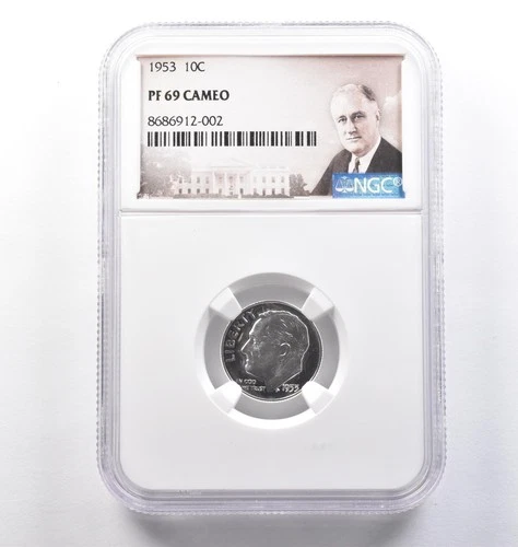 1953 Roosevelt Dime PF69 CAMEO NGC *3835