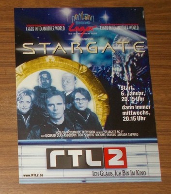 Seltene Werbung RTL 2 - STARGATE SG-1 - Start 6. Januar 20.15 Uhr 1999