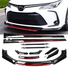 For Toyota Corolla Glossy Black Red Front Bumper Lip Spoiler Splitter Body Kit