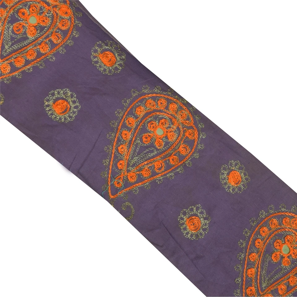 Sanskriti Vintage Sari Borde Cuentas Artesanal 1Yd Borde Encaje 5W Azul Cachemira Foto 3 de 4