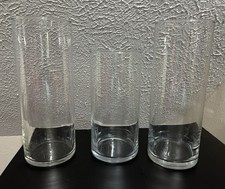 Lot of 3 Clear Glass HURRICANE Pillar CANDLE Holders 9 and 7 Tall Handblown VG